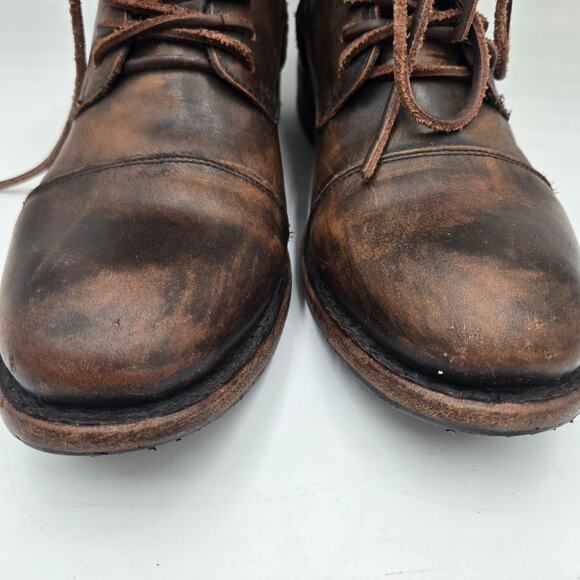 Freebird Distressed Combat Motorcycle Ace Brown Leather Boots Men\'s Sz 9